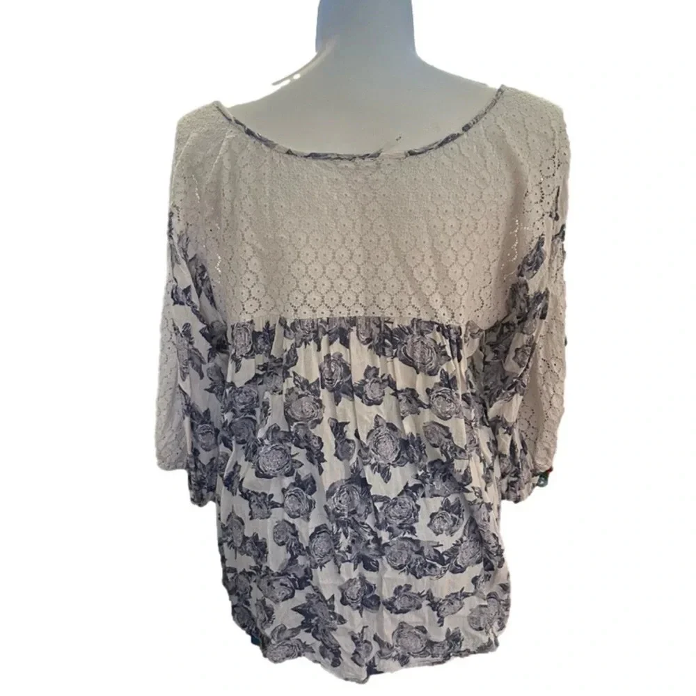 Free People Moon River Peasant Blouse Size M